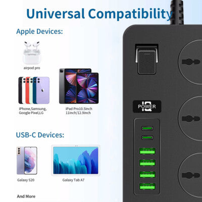 Extension Lead  with 4 usb + 2 Type C